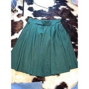Urban Coco Dark Green Skater Skirt Flared Mini Stretchy Pleated Look Large